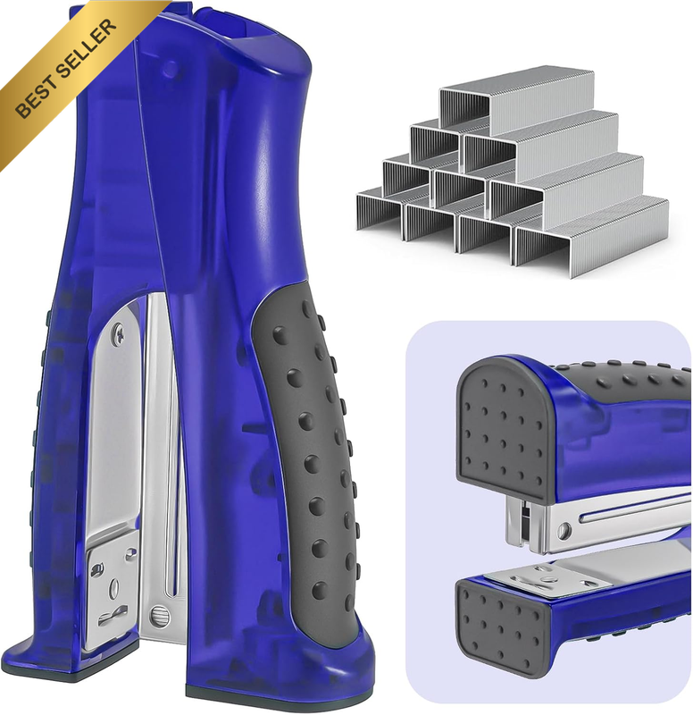 Stand-Up Stapler with 1000 Standard Staples (24/6), Handheld Ergonomic Soft Grip