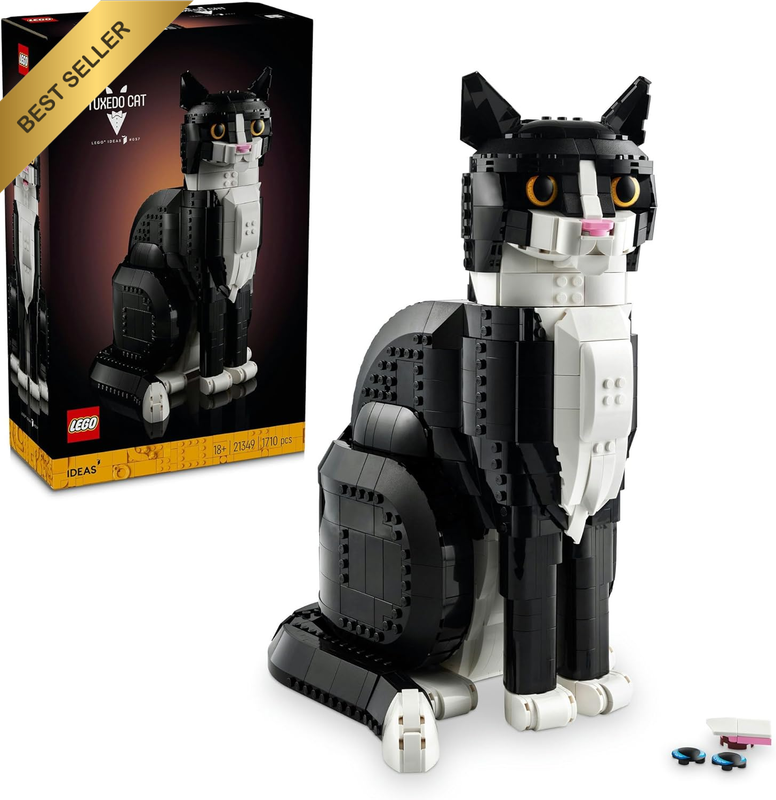 Tuxedo Cat Statue Model Building Kit 21349 DIY Creative Desk Decor for Adults