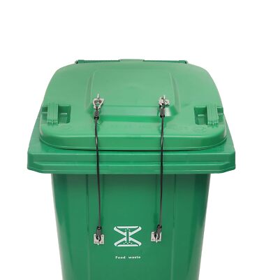 TonGass (2-Pack, Black Garbage Trash Can Locks with Wire Ropes 