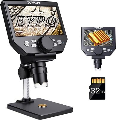 TOMLOV DM4 Lite Digital Microscope 4.3'' LCD 10MP Coin Magnifier 1000X Stereo Cam