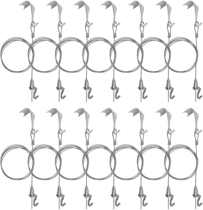 Sturdy Picture Rail Hanging System with Wire Hooks Kit, Heavy Duty for Wall Art