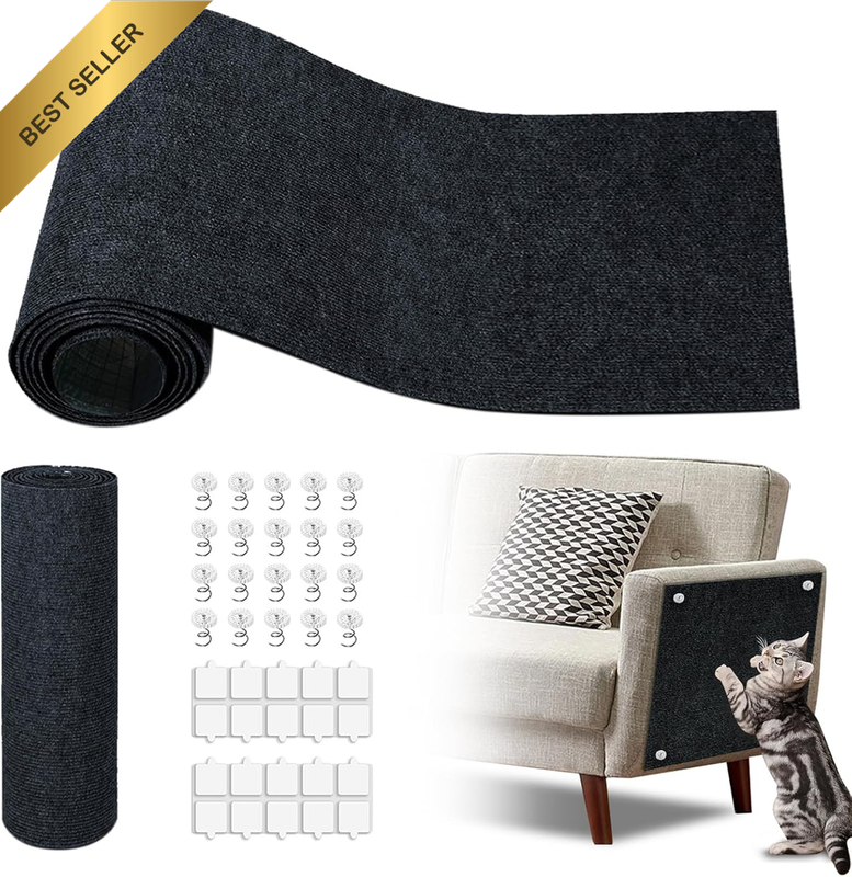 Cat Scratcher Mat, 118.5"" X17.4 Trimmable Cat Scratch Couch Protector - Self-Ad