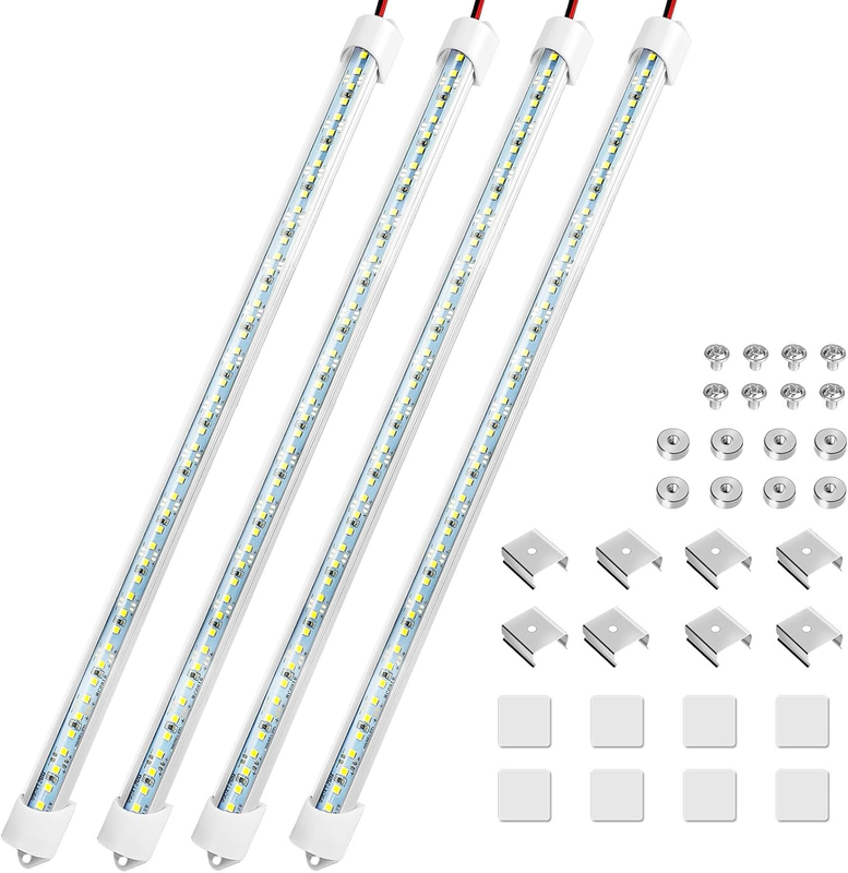 4PCS 12V Interior LED Light Bar, 48 LEDs Light Strip with Switch, 6500K LED Ligh