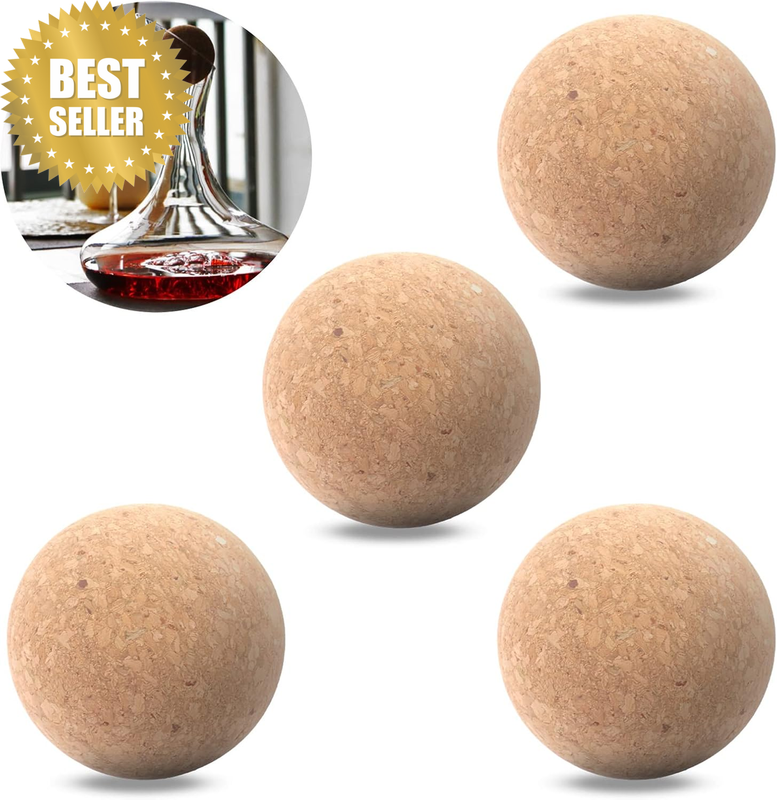 4Pcs 55Mm Wine Cork Ball Wooden Cork Ball Stopper for Wine Bottle Decanter Caraf