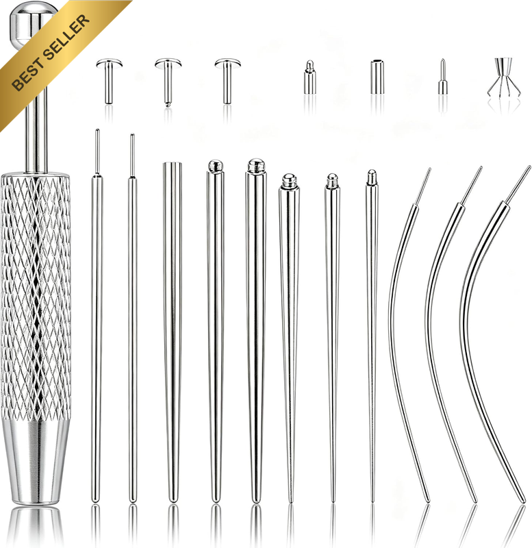 12Pcs Piercing Taper Kit with Ball Grabber Tool, 316 Stainless Steel Threaded In