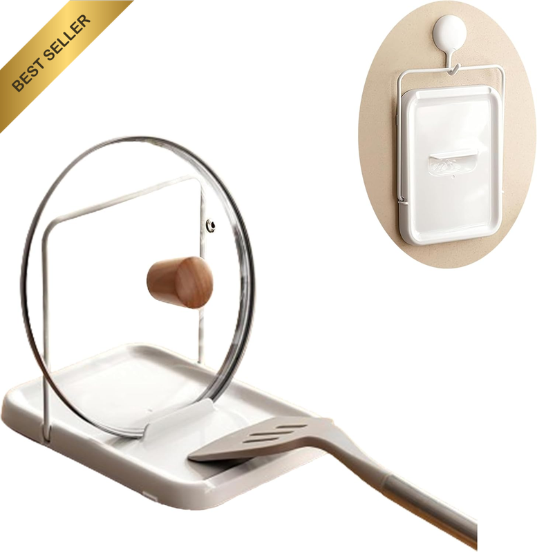 Foldable Pan Lid Holder Stand, Multifunctional Kitchen Counter Organizer with Sp