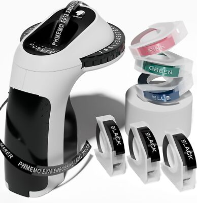 Embossing Label Maker Machine with 6 Tapes Retro Portable Office Home and DIY