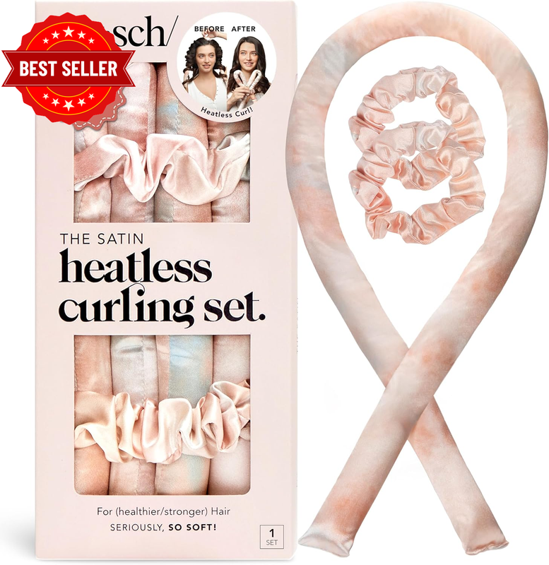 Satin Heatless Curls Overnight Set - Sunset Tie Dye | No Heat Damage Overnight C