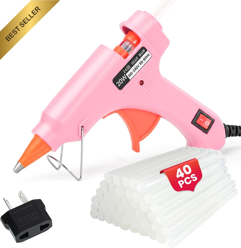 Mini Hot Glue Gun with Gun Nozzle Anti-Scald Design, 40 Glue Sticks, Fast Heatin