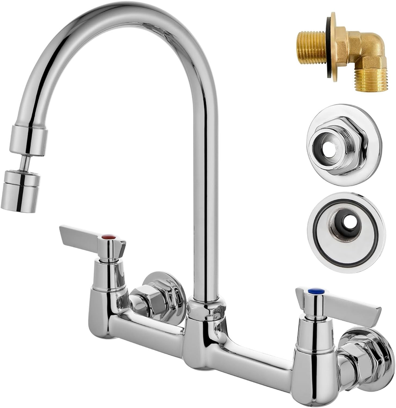 8 Inches Center, Wall Mount Kitchen Sink Faucet, Wall Mount Commercial Kitchen