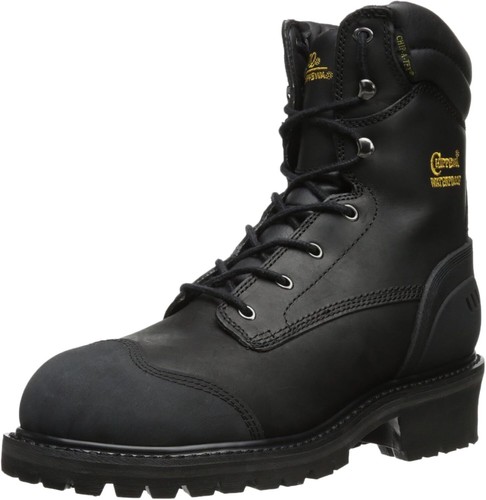 Pre-owned Chippewa Men's Black Oiled Waterproof Insulated Composition Rubber Toe Boot