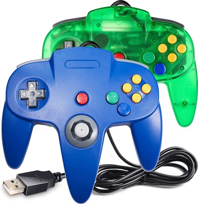 2 Pack Classic N64 Controller, N64 Wired USB PC Game pad Joystick, N64 Bit US...