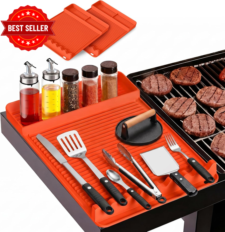 Silicone Grill Mat for Blackstone Griddles 2 Pack, Orange