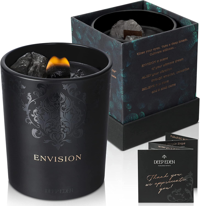 Scented Candle, Wood Wick, 7.4 Oz, Black - Luxurious, Powerful Manifestation Can