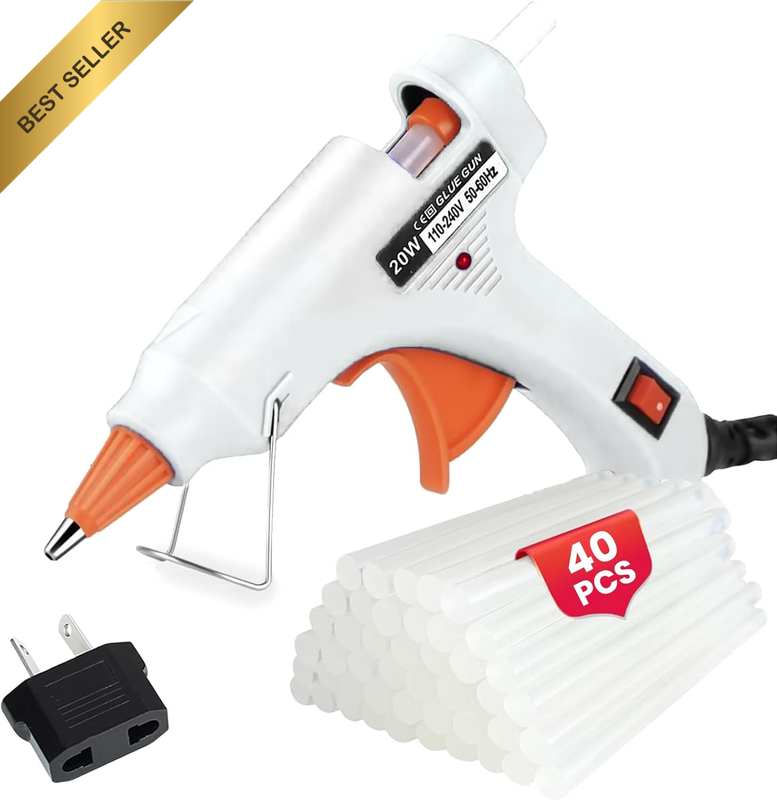 Mini Hot Glue Gun with Gun Nozzle Anti-Scald Design, 40 Glue Sticks, Fast Heatin