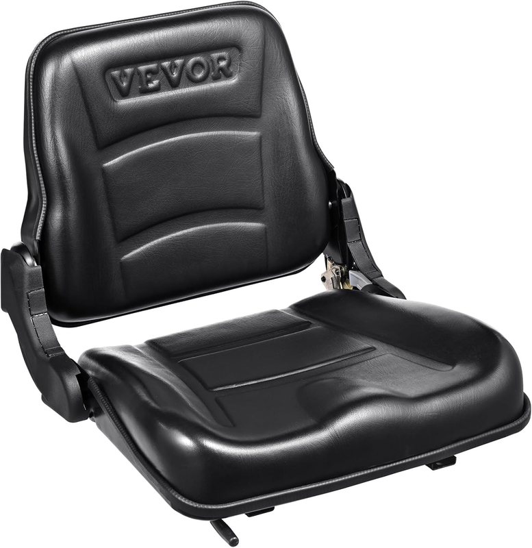 Universal Forklift Seat, Fold down Tractor Seat with Adjustable Angle Back 