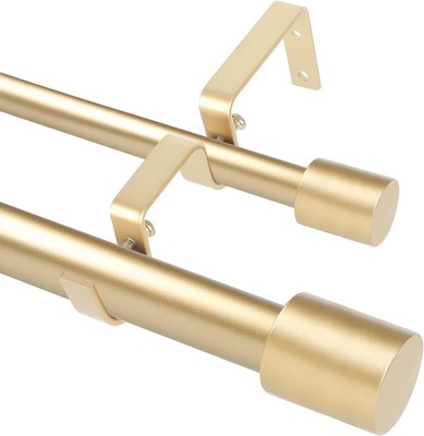 Gold Double Curtain Rods for Windows 72 to 144 Inch(6-12Ft),Adjustable Telescopi