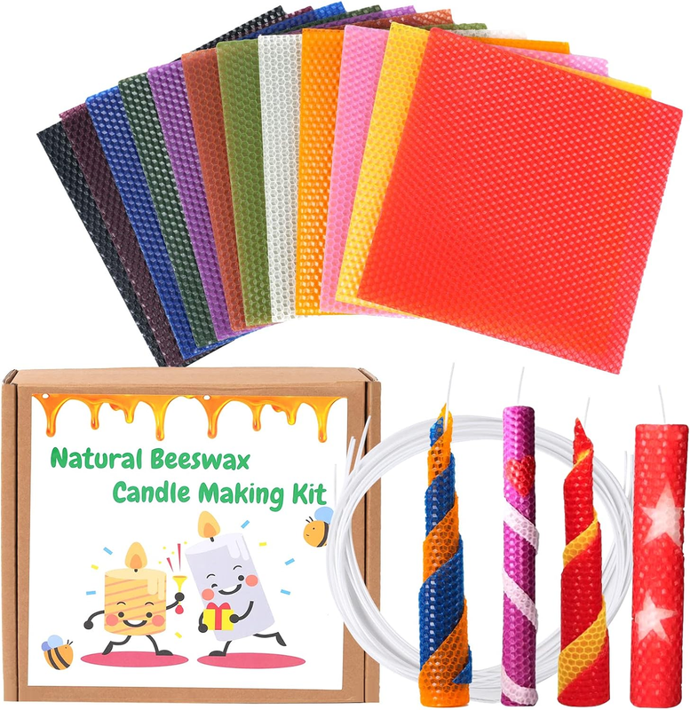 Beeswax Sheets Candle Making Kit for Kids - Includes 12 Pack