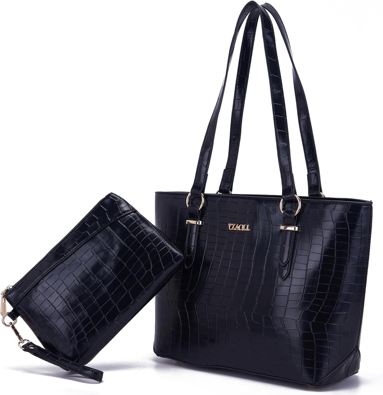 For Women Pu Leather Medium Tote Satchel Handbags With Matching Wrist Bag