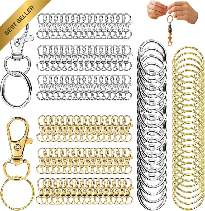 100 PCS Swivel Clasps Lanyard Snap Hooks and Key Rings - Durable Metal Lobster C