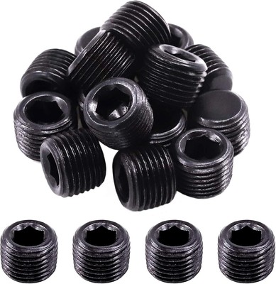 25Pcs NPT Plug Set Pipe Plug Assortment Kit 1/8'' 1/4'' 3/8'' 1/2'' 3/4 Carbon Steel