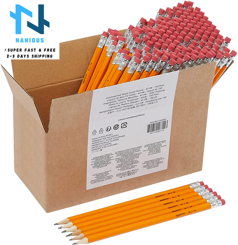 Woodcased #2 Pencils, Pre-sharpened, HB Lead - Box of 150, Bulk Box