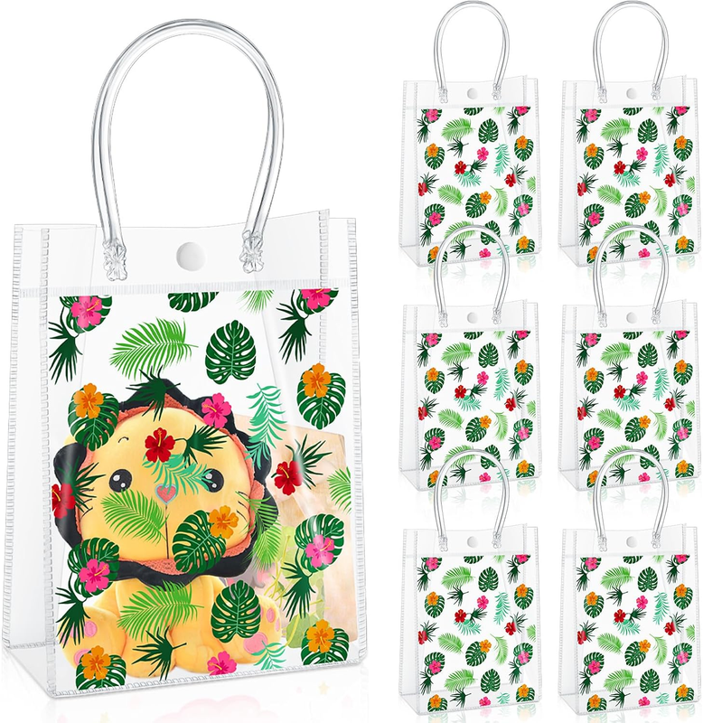 Saypacck 24 Pcs Hawaiian Clear Aloha Bags Luau Party Favors with Handles | Tropi