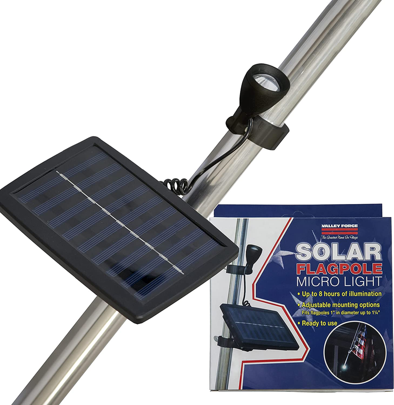 Valley Forge Micro Solar Light &ndash; Black &ndash; LED Flagpole Light &ndash; Up to 8 Hours o...