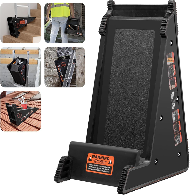 Ladder Levler, 380Lbs Load PP Ladder Leveling Tool, Pitch Hopper, Stair Ladder Stabilizer with Storage, Easy to Use Stable Platform for All Surfaces,Extension Ladder Accessory for Uneven Ground