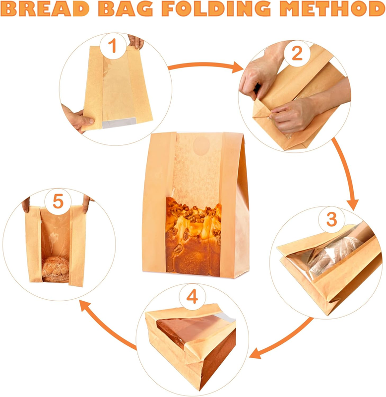 60Pcs Paper Bread Bags for Homemade Bread, Sourdough Bag with Window, 13.7 x 8.3