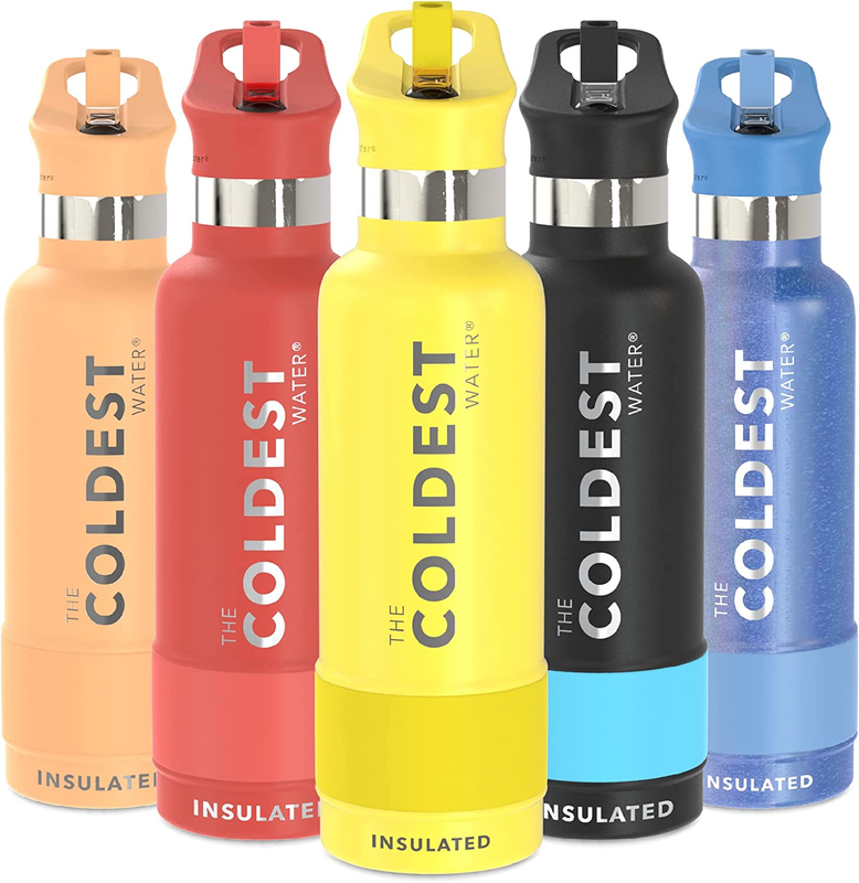 Coldest Water Bottle with Standard Mouth Straw Lid Metal Thermos Vacuum Insulate