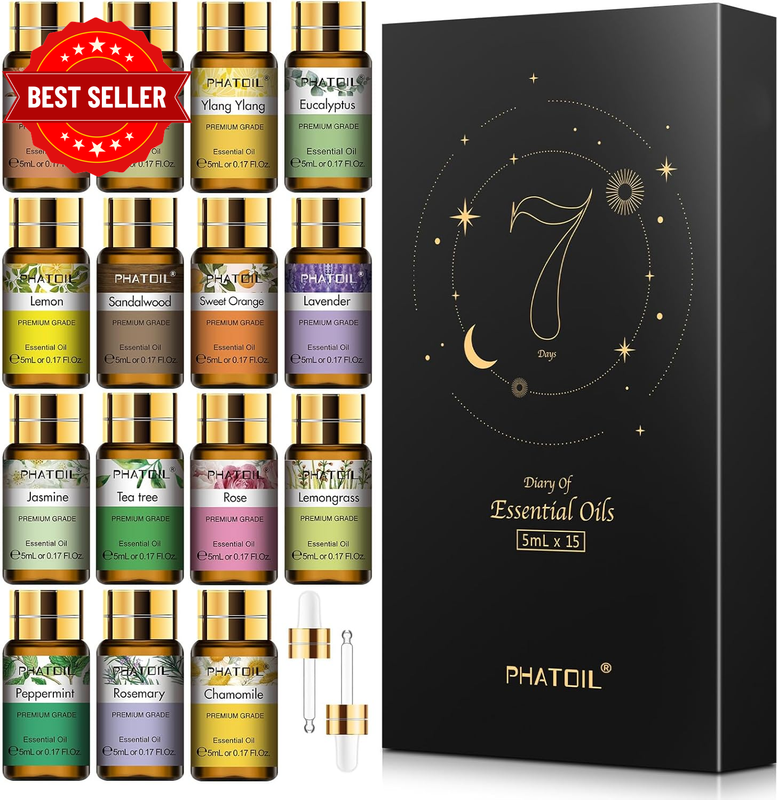 Essential Oils - TOP 15 Premium Quality Essential Oils Gift Set - 15 Pack/5Ml fo