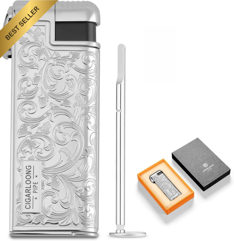 Pipe Lighter with Needles Clip Pressure Rod Gift Box with Viewing Window Retro M