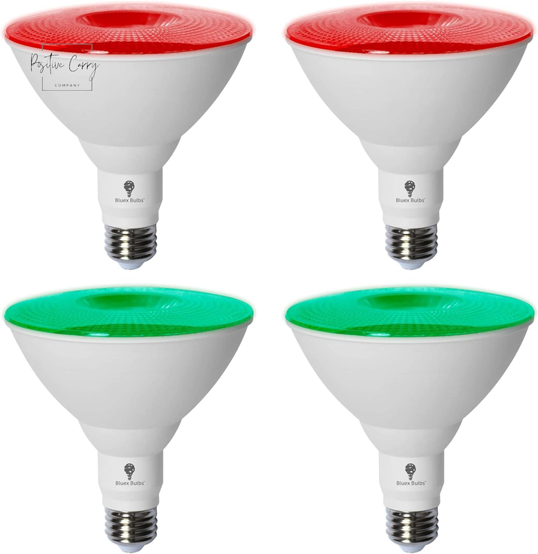 4 Pack Bluex LED Par38 Flood Red Green Light Bulb - 18W (120Watt Equivalent) - D