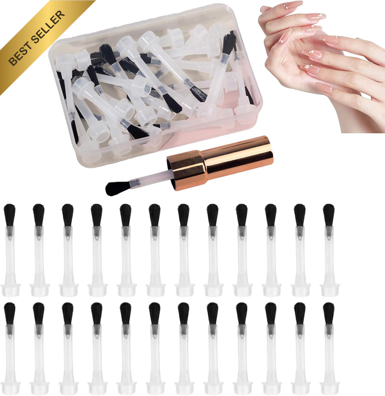 Complete Nail Polish Replacement Brush Set - 1 Box, 25 Pcs Gel Liquid Brushes wi