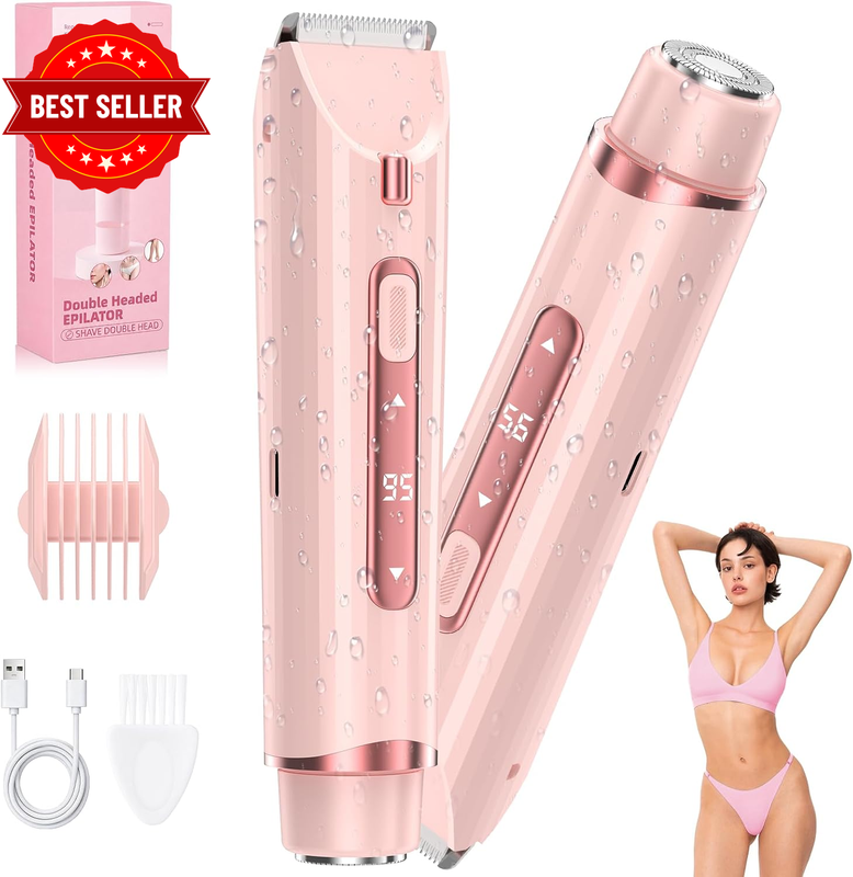 3-In-1 Bikini Trimmer for Women, Dual Head Electric Shaver for Silky Skin