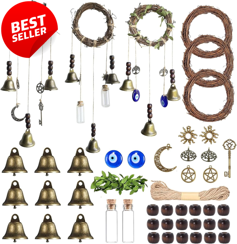 44 Pcs Witch Bells DIY Kit Door Knob Hanging Wicca Home Decor - US
