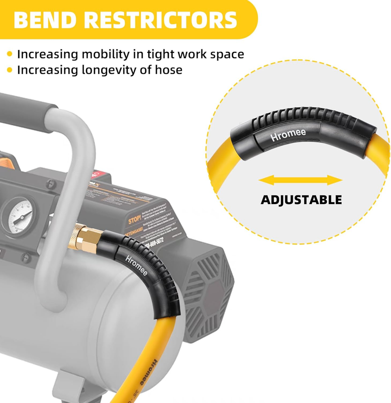 Hybrid Lead-in Air Hose 3/8 Inch x 6FT with 1/4"NPT Quick Coupler and Plug 300PS