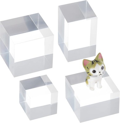OLYCRAFT 4PCS Clear Acrylic Cube Jewelry Display Bases Clear... 