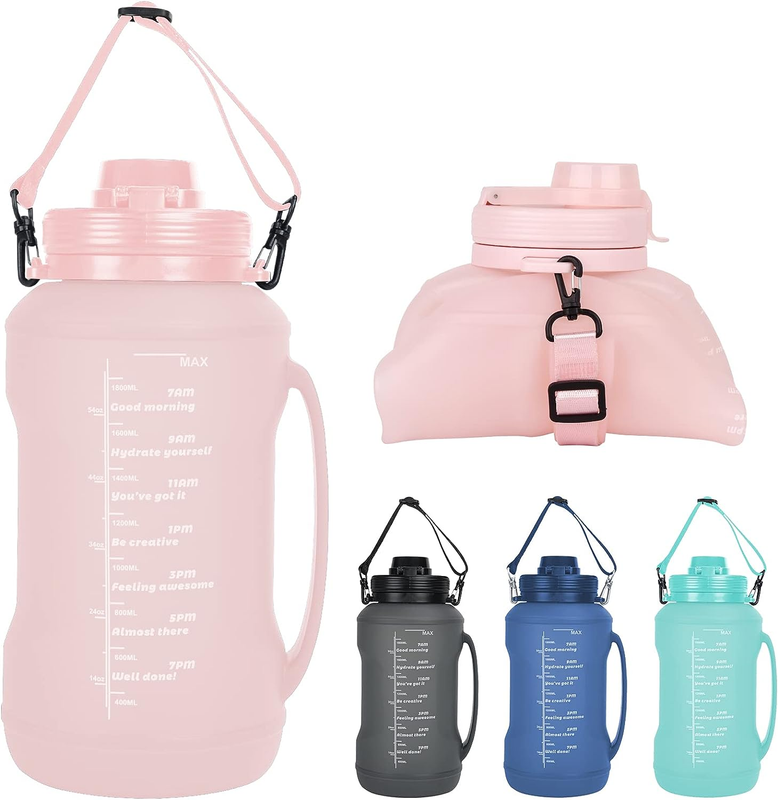 S, 2l/64oz Travel Water Bottle Bottle With Straw, Half G