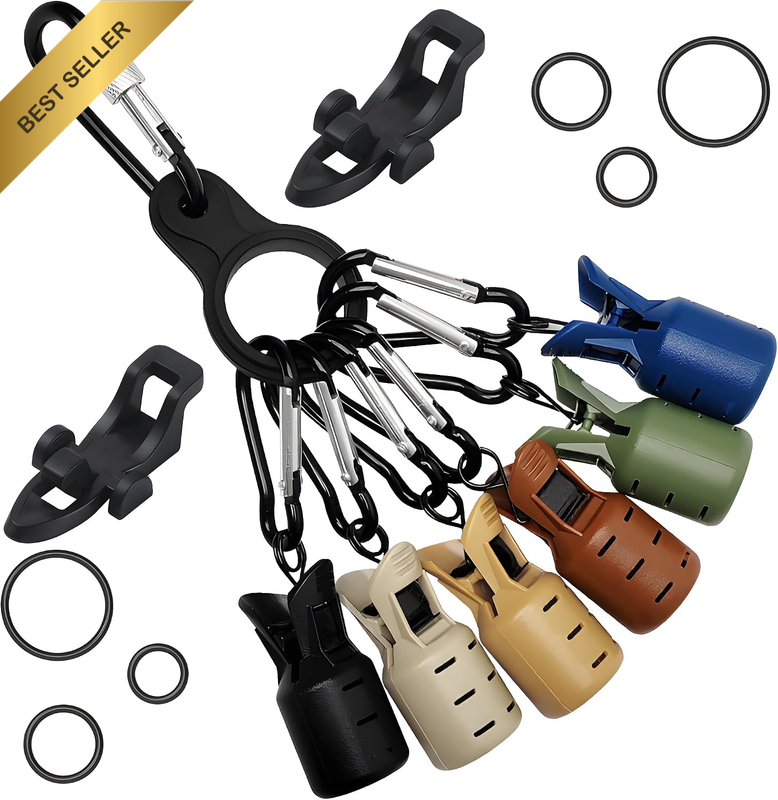 6PCS Carabiner Bait Hook Covers + 2PCS Bait Holders – Durable Lure Safety Protec
