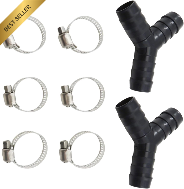 2 Pack Y Splitter Drain Hose Connector 16Mm and 20Mm Size Black Laundry Hose Tee