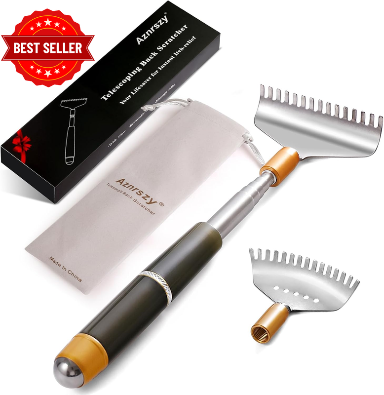 Back Scratcher with 2Pcs Replaceable Claws & Massage Roller