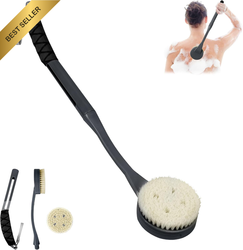 Back Scrubber Long Handle anti Slip for Shower, 52Cm Curved Back Exfoliating Bat