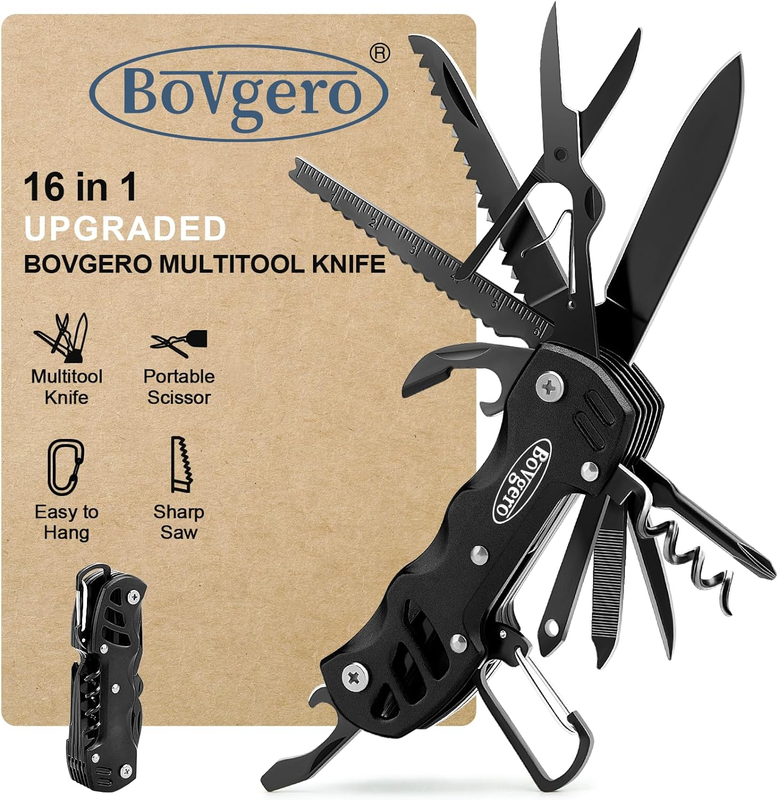 Multitool Knife, 16 in 1 Pocket Knife, Handmade Multi Tool Knife, Gift for Men B