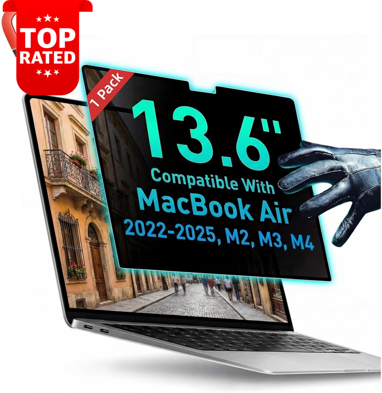 Magnetic Privacy Screen MacBook Air 13.6 2022-2025 Removable Anti-Glare Filter