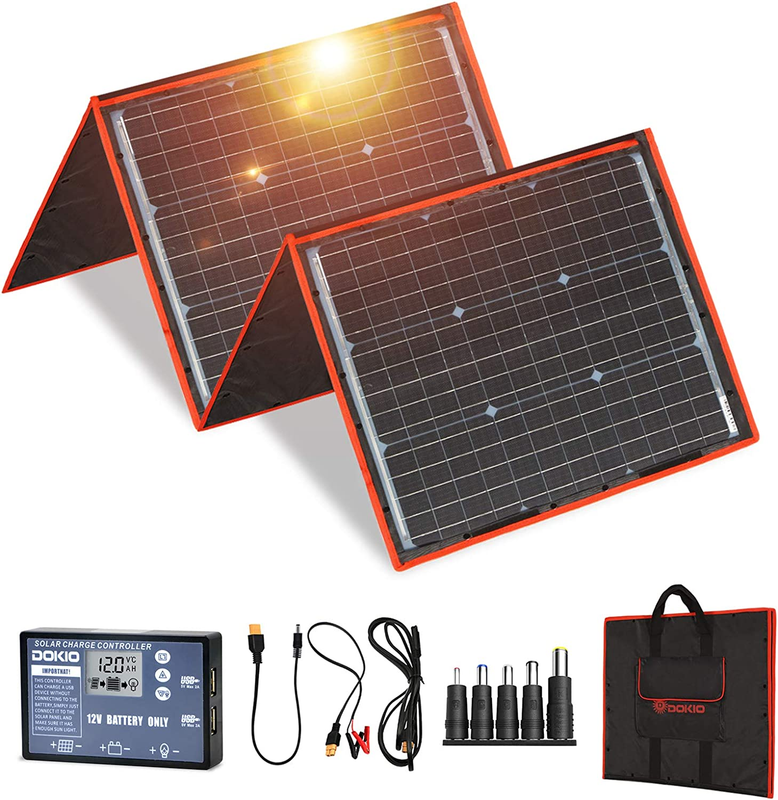 160W 18V Portable Solar Panel Kit (ONLY 9Lb) Folding Solar Charger with 2 USB Ou