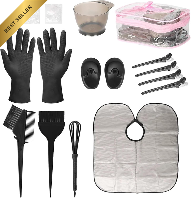 Hair Dye Kit，16 Pieces Hair Coloring Kit, Hair Tinting Bowl, Hair Agitator, Dye