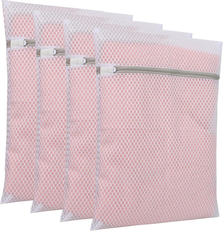 Set of 4 Mesh Laundry Bags, Lingerie Bags for Laundry，Washing Bag, Clothes Spin