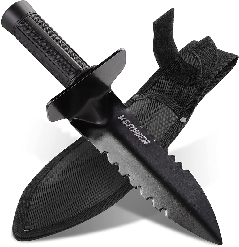 Metal Detector Shovel,  Heavy Duty Double Serrated Edge Digger, Metal Detecting Digging Tool with Sheath for Belt Mount, Gardening Accessories for Metal Detection Digging Loosening Planting